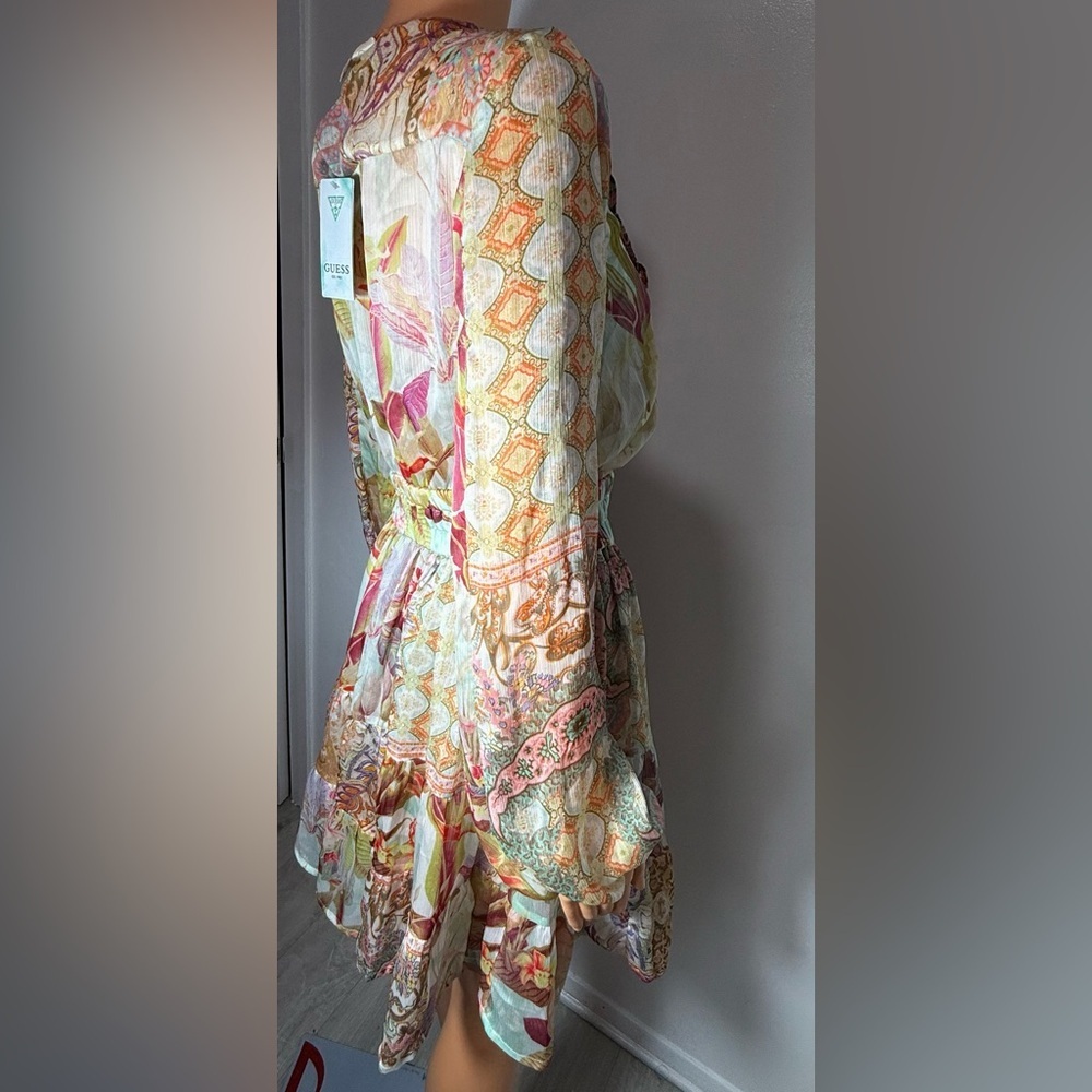 Guess Pastel Patterned Long Sleeve Dress - Picture 6 of 11
